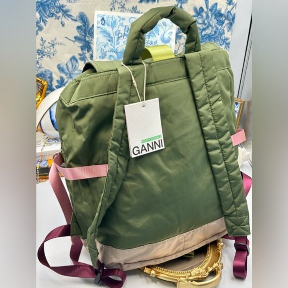 🆕 GANNI 🧿 NWT Tech Recycled Backpack, Kalamata - Picture 6 of 14